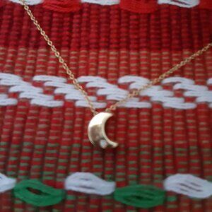 Tiny crescent moon pendant with diamond